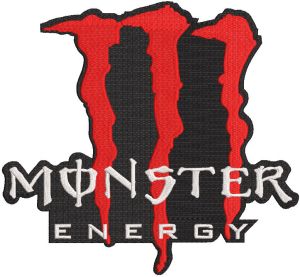Monster Energy red logo embroidery design