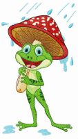 Frog under amanita umbrella embroidery design