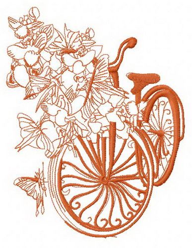Spring bicycle 3 machine embroidery design