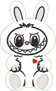 Labubu soft toy embroidery design