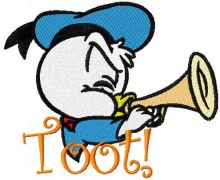 Duck trumpet toot embroidery design
