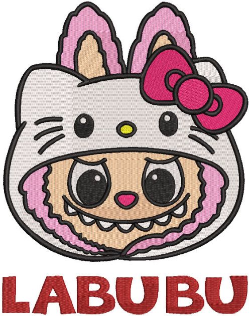 Labubu hello kitty hat embroidery design