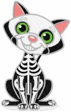 Cat skeleton embroidery design