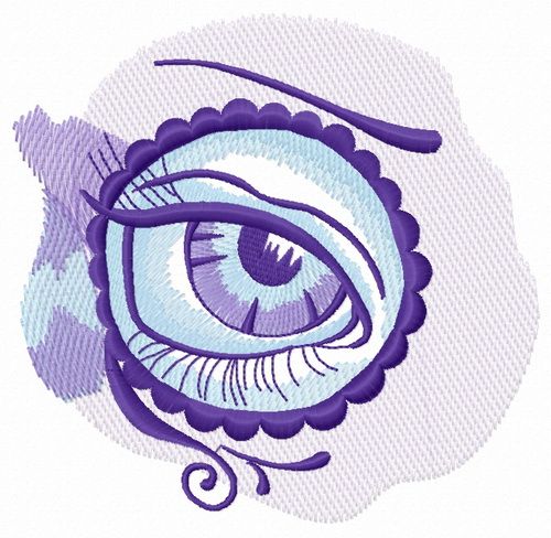 Sad eye in circle machine embroidery design