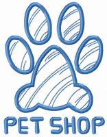 Paw print pet shop embroidery design