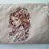 Cosmetic bag with vintage lady embroidery design