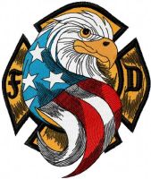 USA Eagle Firefighter embroidery design