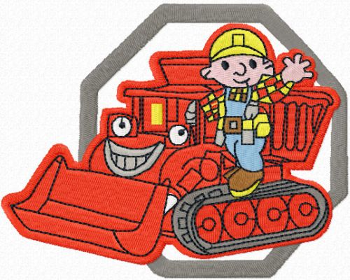 Bob the Builder bulldozer machine embroidery design