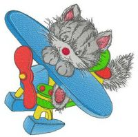 Cat aviator embroidery design