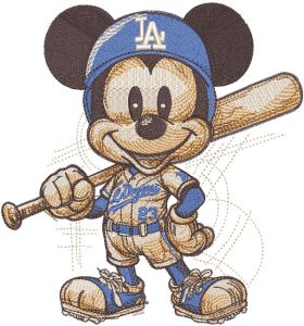Mickey Mouse Baseball Dodgers embroidery design