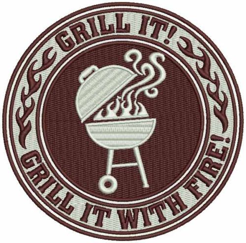 Grill it badge embroidery design
