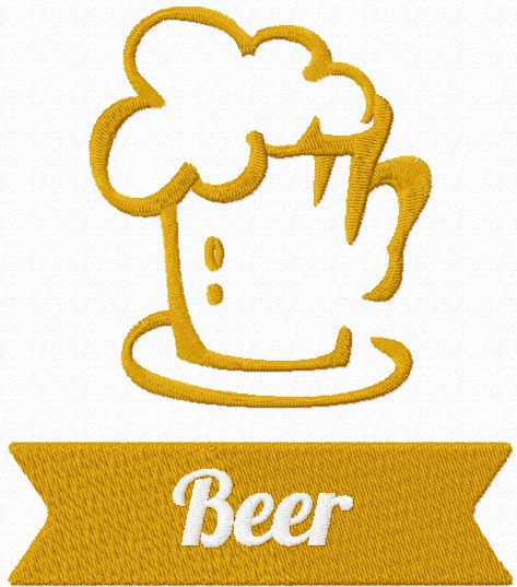 Beer pint free machine embroidery design