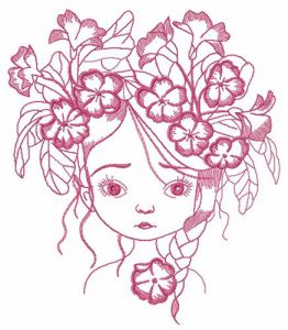 Girl with beautiful wreath embroidery design