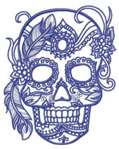 Skull of aristocrat embroidery design
