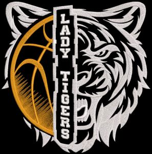 Lady Tigers black background Logo embroidery design