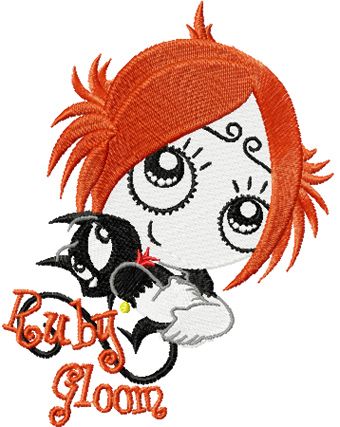 Ruby Gloom with Kitty 2 machine embroidery design