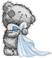 Teddy bear in the bathroom embroidery design