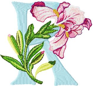 Iris Letter R machine embroidery design