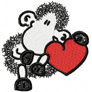 Sheepworld Sheep with Heart machine embroidery design