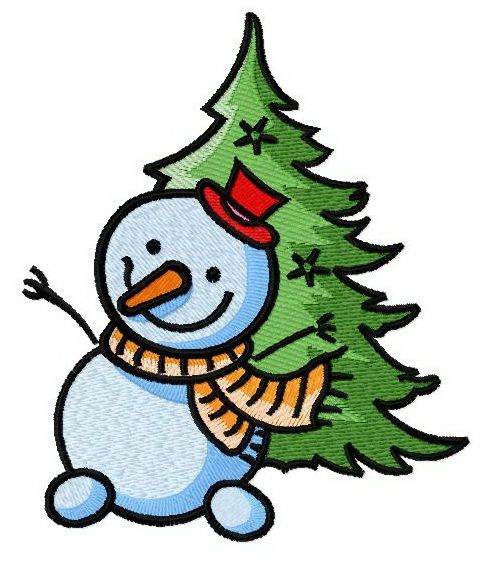 Happy snowman 3 machine embroidery design