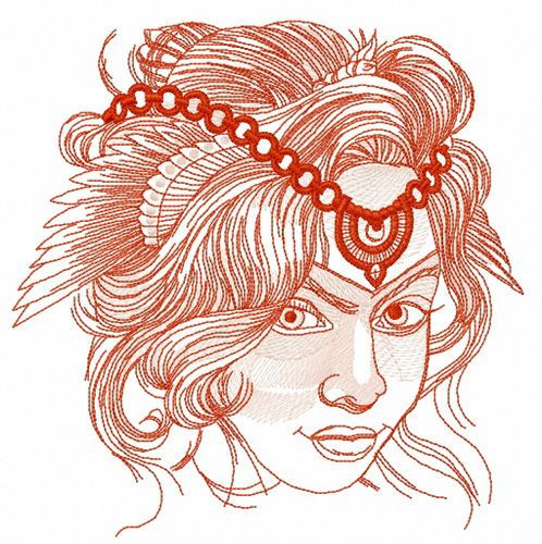 Eastern woman machine embroidery design