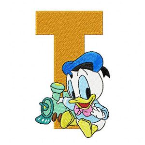 Donald Duck Letter T Train embroidery design