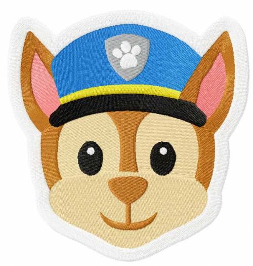 Chase face paw patrol embroidery design