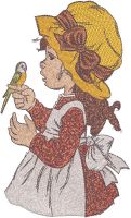 Little girl with parrot embroidery design