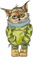 Autumn cat embroidery design