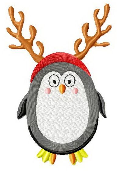 Сhristmas penguin machine embroidery design
