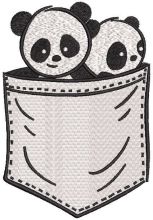 Two pandas in your pocket embroidery design