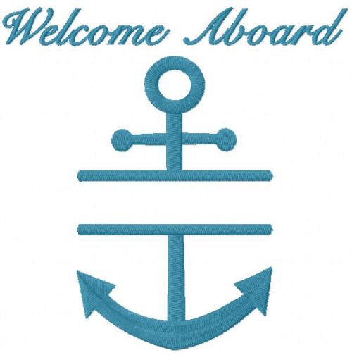 Welcome aboard embroidery design