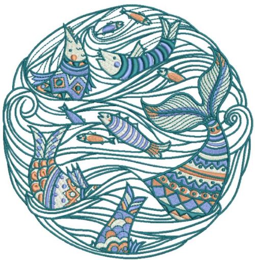 fish time embroidery design 2