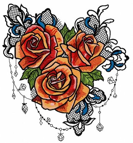 Rose bouquet machine embroidery design