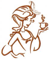 Lady's coffee break 6 embroidery design
