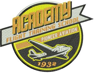 Academy flight training school embroidery design