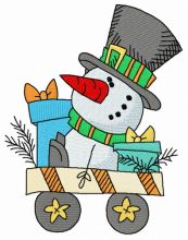 Cart with snowman embroidery design