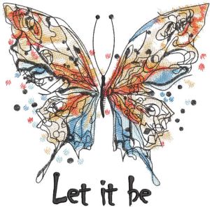 Butterfly let it be embroidery design
