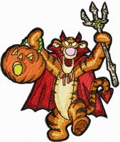 Tigger celebrates Halloween embroidery design