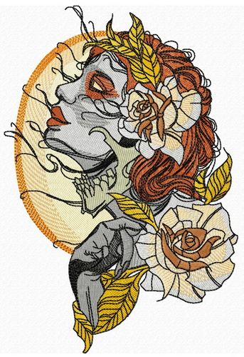 Witch and full moon machine embroidery design