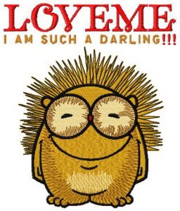 Hedgehog Love me I'm such a darling embroidery design