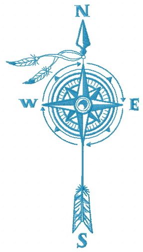 Compass and wind machine embroidery design