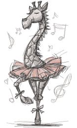 Giraffe ballerina sketch embroidery design