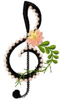 Treble clef flowers embroidery design