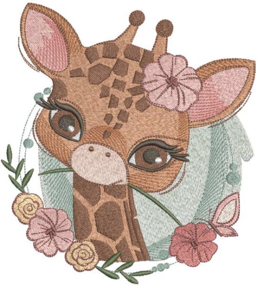 Childhood Giraffe embroidery design