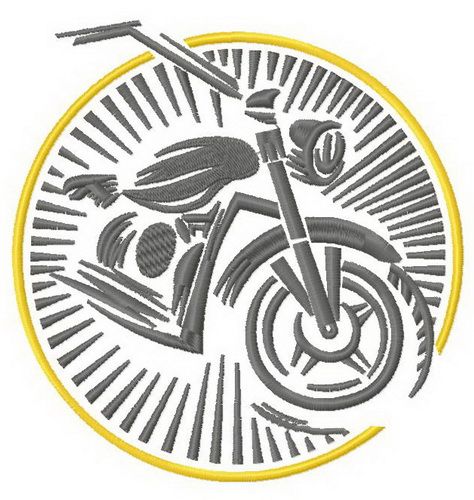 Retro moto emblem machine embroidery design