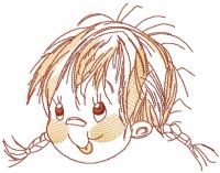 Red hair funny girl embroidery design