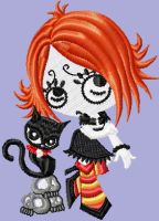 Ruby Gloom Halloween embroidery design