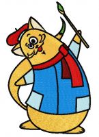 Cat the painter embroidery design