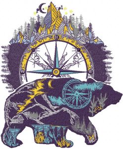 Wild bear embroidery design